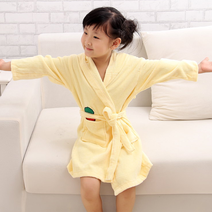 Promotion Blue Fluffy Flannel Children Terry Bathrobe