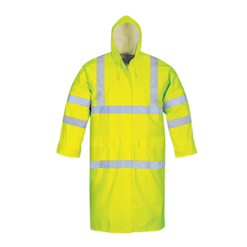 promotional reflective yellow mens raincoat with hood