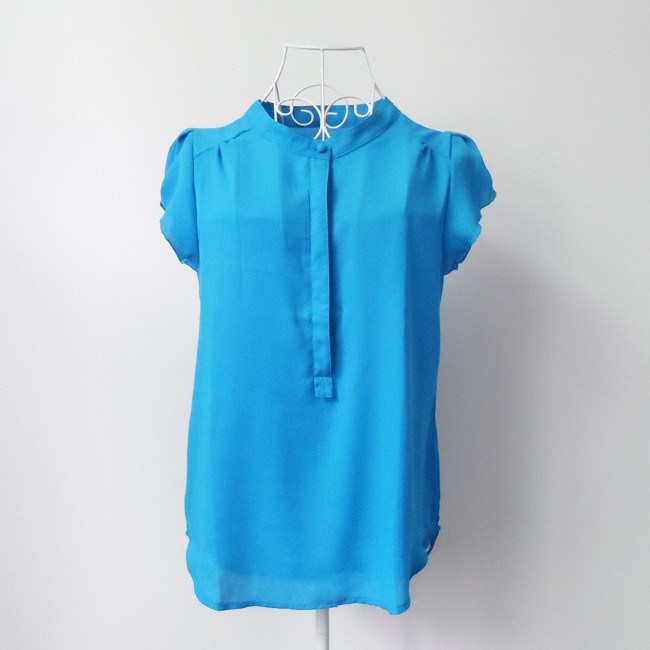 2015 korea Fashion Korean Solid Color Bud Short-Sleeved Chiffon T-shirt 