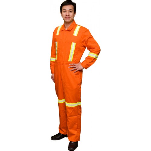 Mens Two Tone Orange Grey High Vis Working suit