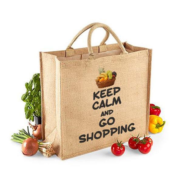 Jute shopping bag printed
