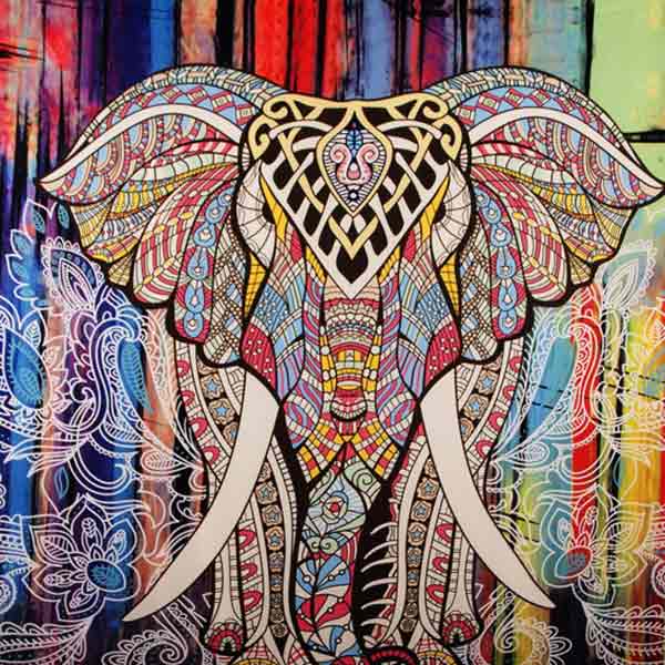 Mandala Elephant Tapestry