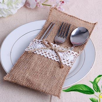 Plain Jute Burlap utensil holder