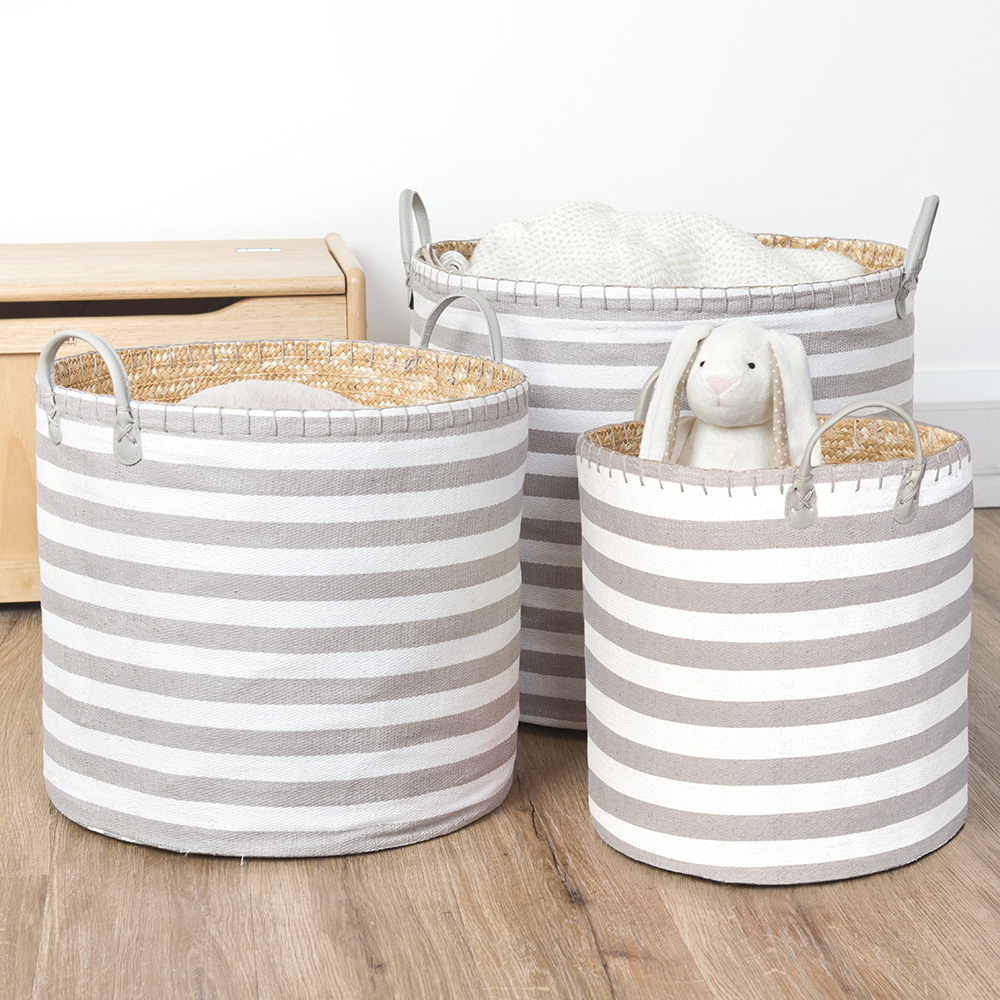 TSC015, LIVEGREEN Cotton Canvas Storage basket, stripe printing