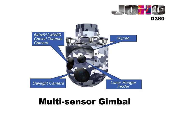 Helicopter Eo IR Gimbal with High Gyro Stabilization, Thermal Camera, TV Camera and Laser Range Finder